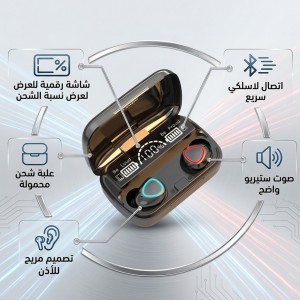 سماعات اذن M10 بلوتوث 5.0 داخل الاذن مع شاشة LED ذكية  اسود